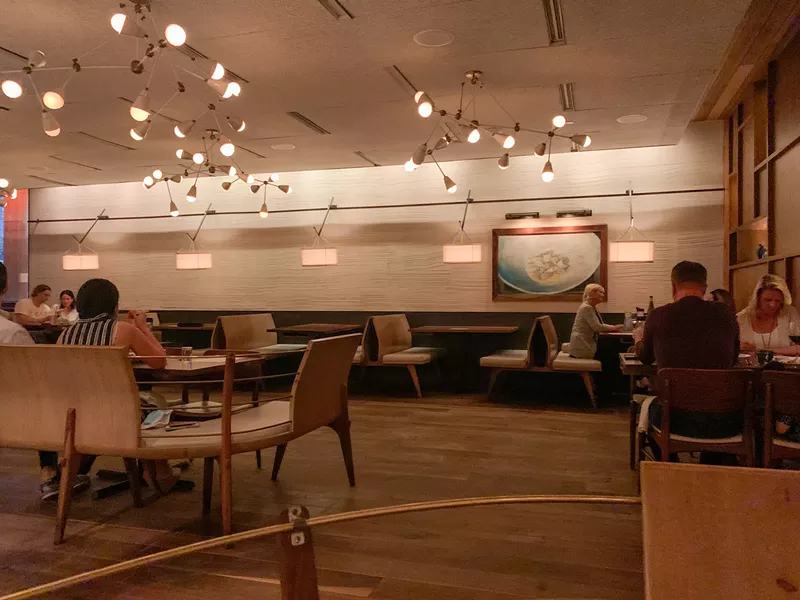 Image: One part of Uchi's dining space, which is limited to 50% capacity.