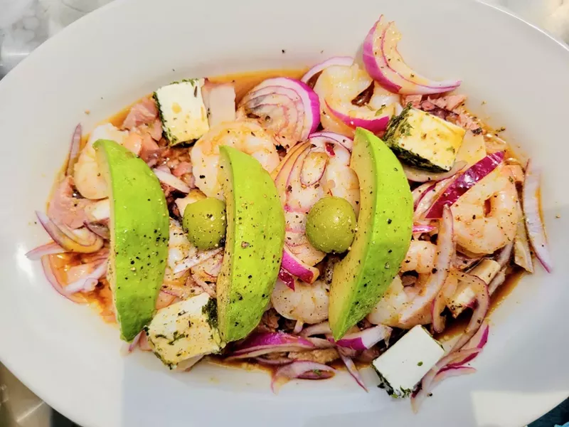 Image: The Special Sampler House, which includes a mix of shrimp, octopus and smoked marlin in a house-made seasoning.