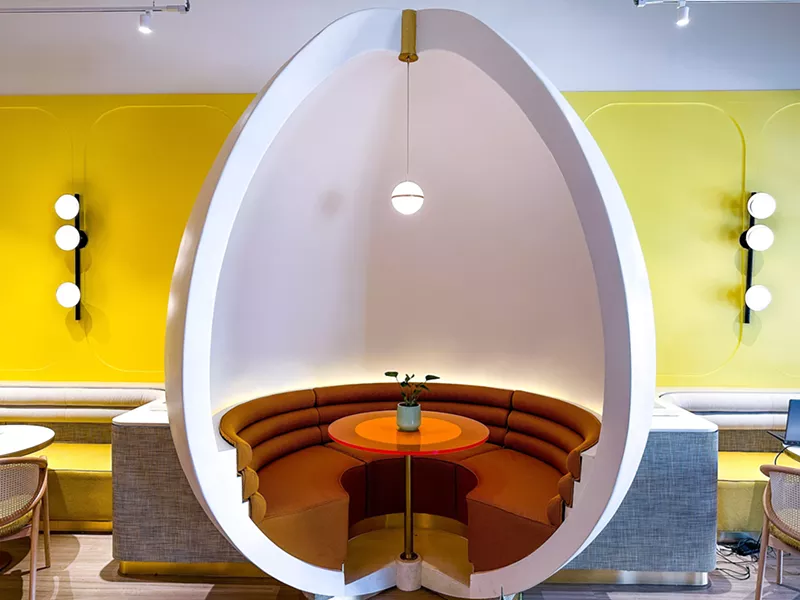 Image: Eggdaddy, a new entry into the Dallas brunch scene, takes the egg theme seriously, incorporating it into the interior design as well as the menu.