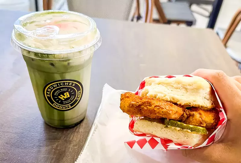 Image: The sakura matcha and the Spicybird biscuit from Honeybird.