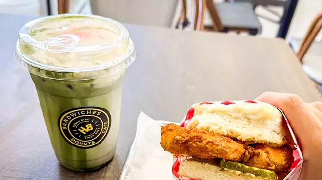 The sakura matcha and the Spicybird biscuit from Honeybird.