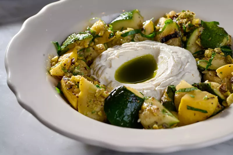 Image: Whipped ricotta with zucchini and squash