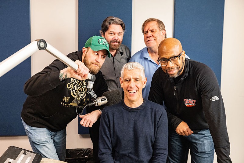 From left: Matt McClearin, Gordon Keith, Craig Miller, George Dunham and Donovan Lewis fill the morning hours on 1310 The Ticket. The Texas-based radio station is celebrating its 30th anniversary.