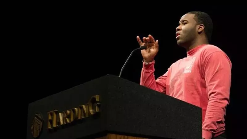 Image: Botham Shem Jean speaks at his alma mater, Harding University.