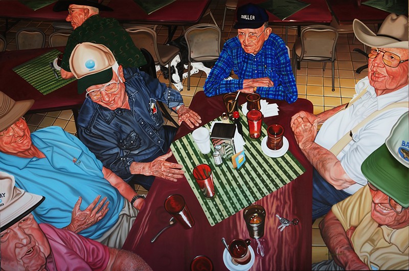 Nancy Lamb's portraits display various angles of joy, like in "Dairy Queen Discussions," pictured here.