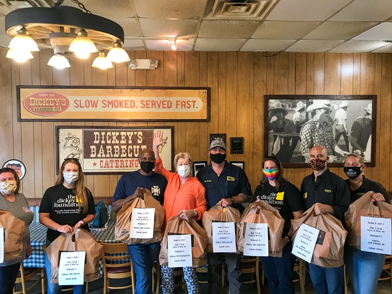 Dickey's Barbecue provided meals to all of Garland's firefighters.