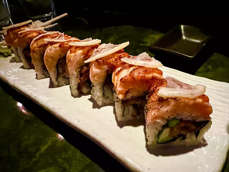 Image: A blackened salmon roll was one of Shinsei's recent specials.