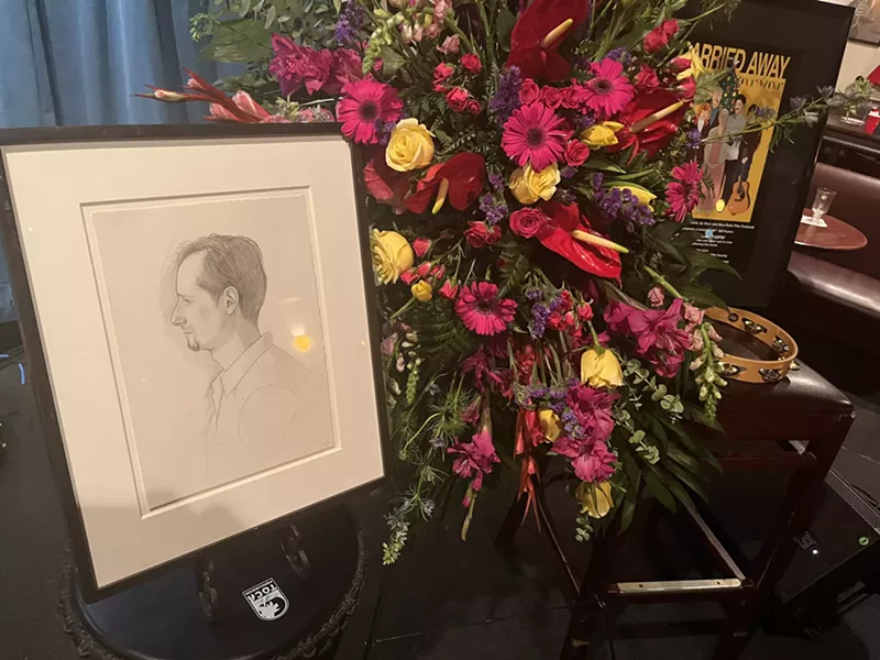 Image: People gathered Sunday at the Scat Jazz Lounge in Fort Worth to honor the memory of filmmaker Tom Huckabee, an artist, film producer and director who made movies like his life defining 2009 film Carried Away.