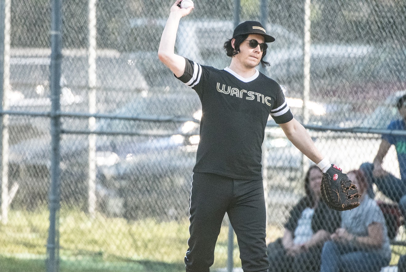 Jack White playing baseball in Dallas to promote his new sports shop, Warstic.