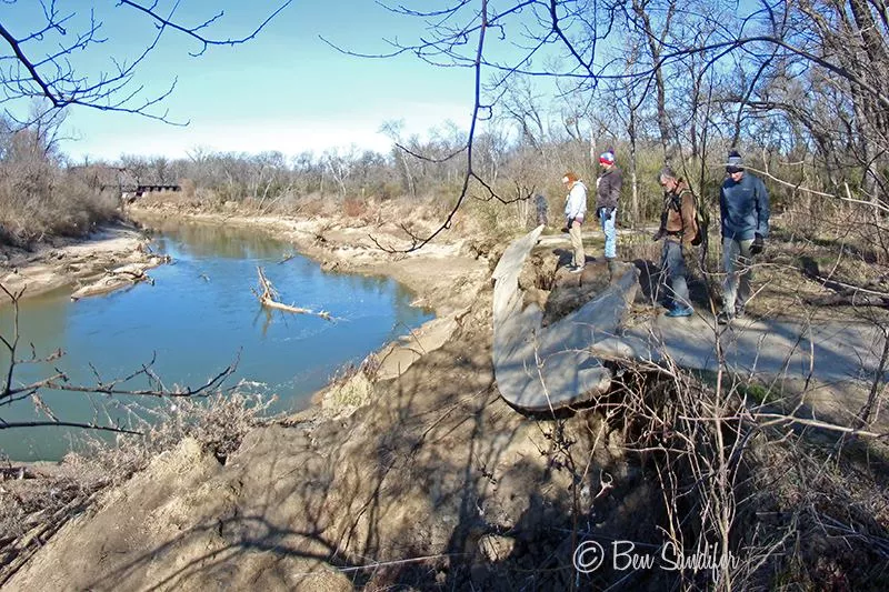 Image: The city's new concrete thoroughfare through the buckeyes is collapsing into the Trinity River already, which is probably a good thing, as long as they don't rebuild it.