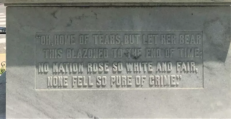 Image: One of Gainesville's Confederate monuments remembers a "white and fair" nation. Protesters are calling for its removal.