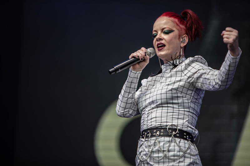 Garbage (pictured here at Toyota Music Factory in 2022) played to a nostalgic crowd on Saturday.