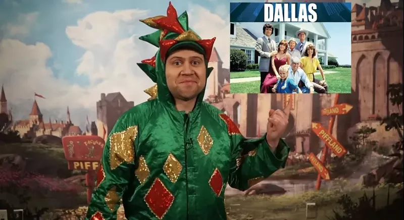 Image: No, that's not a dragon suit. He's a real magic dragon. Show some respect.