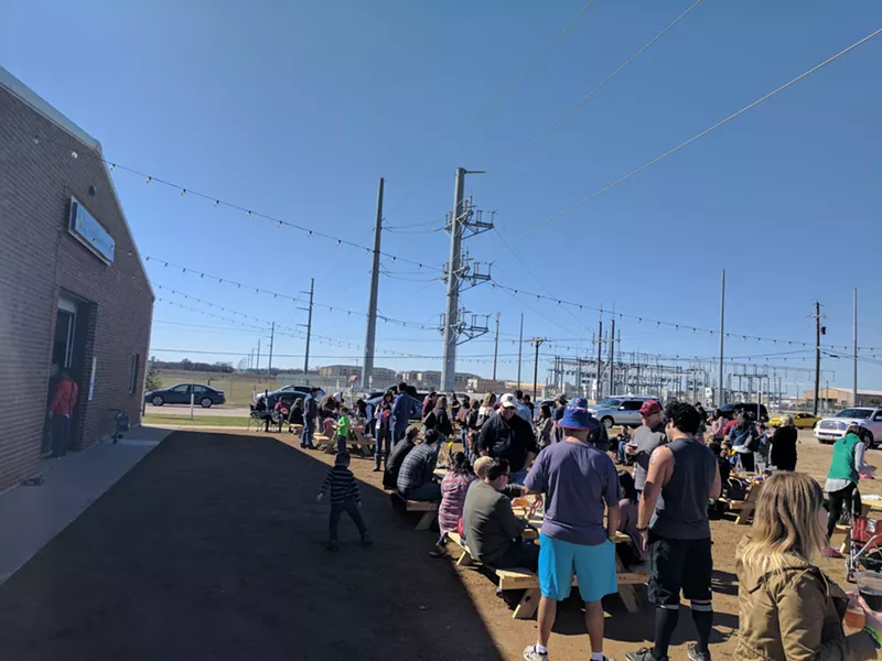 Image: Good Neighbor Brews patio was packed during their grand opening.