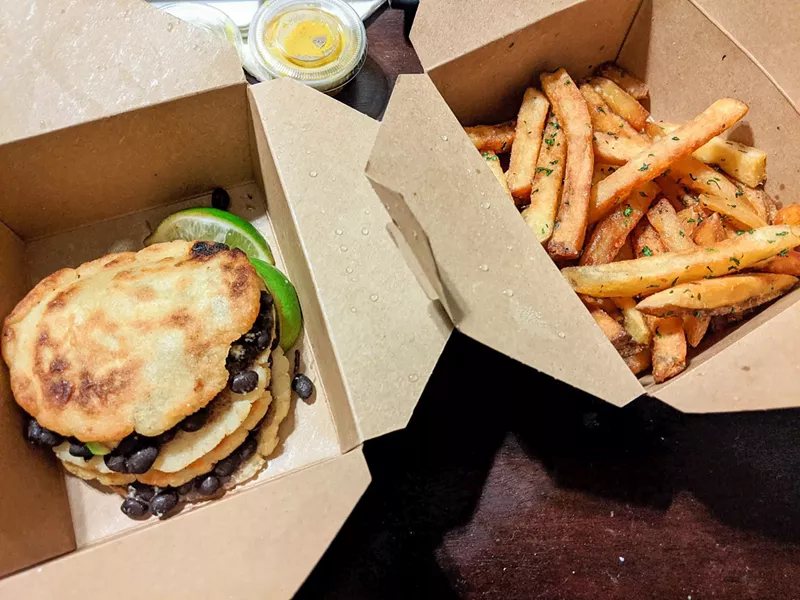 Image: Arepas and fries are completely worth getting at Manhattan Project Beer Company.
