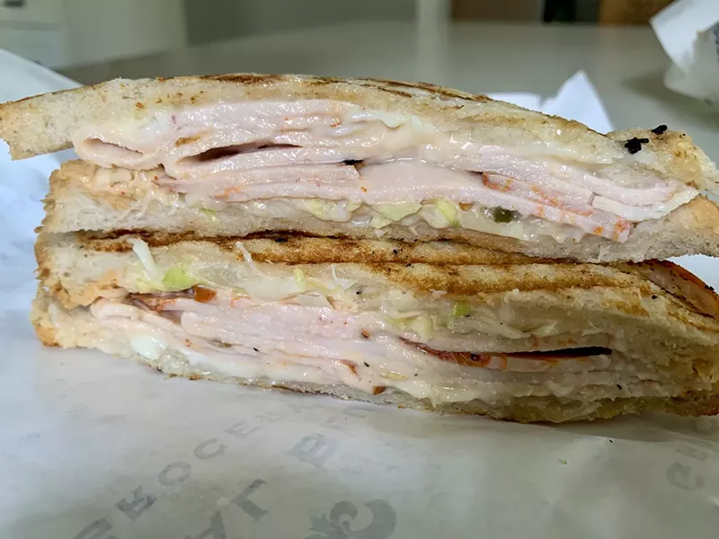 Image: An untraditional Reuben with smoked turkey and creamy slaw on Empire Baking rye