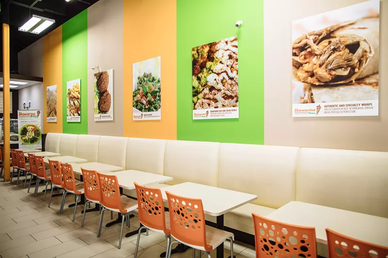 Image: The interior at Shawarma Press in Irving.