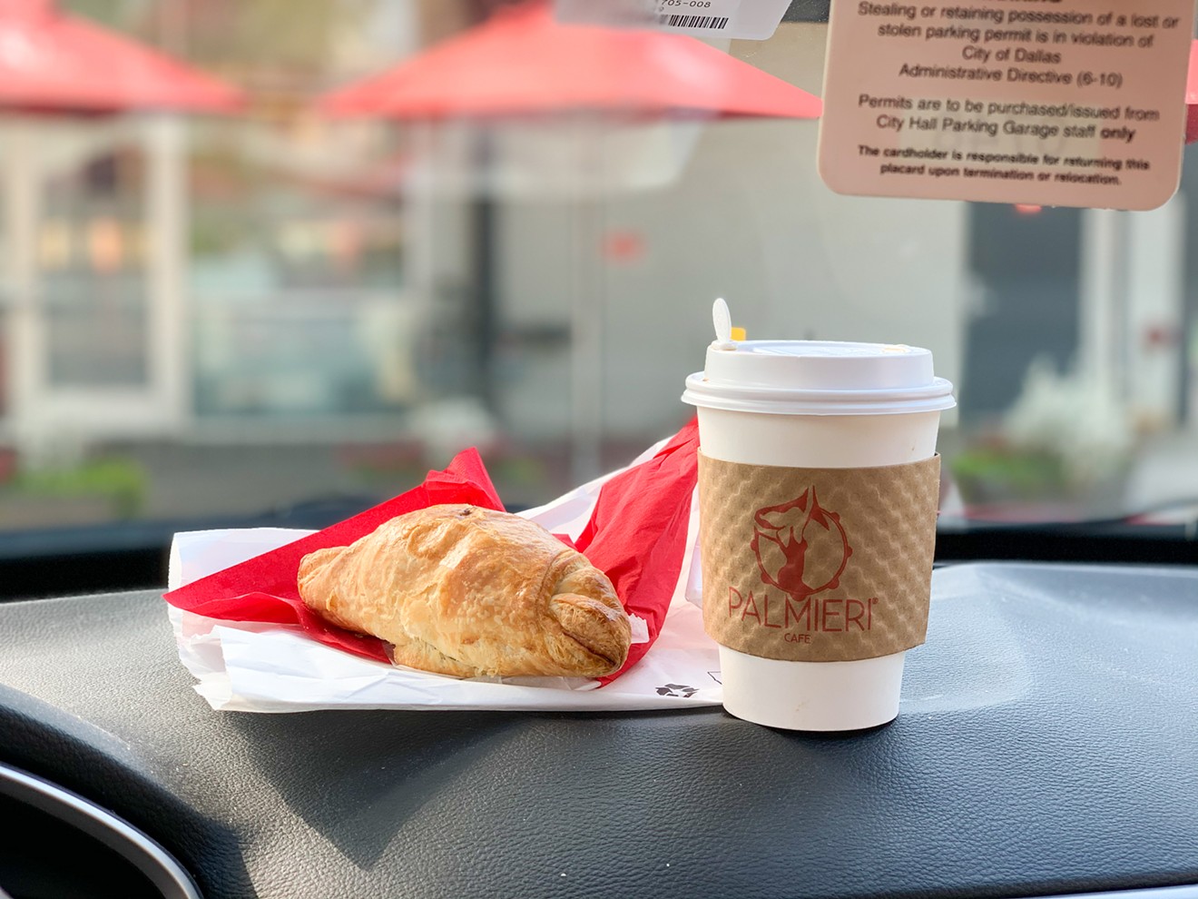 Breakfast on the dashboard isn't so bad.