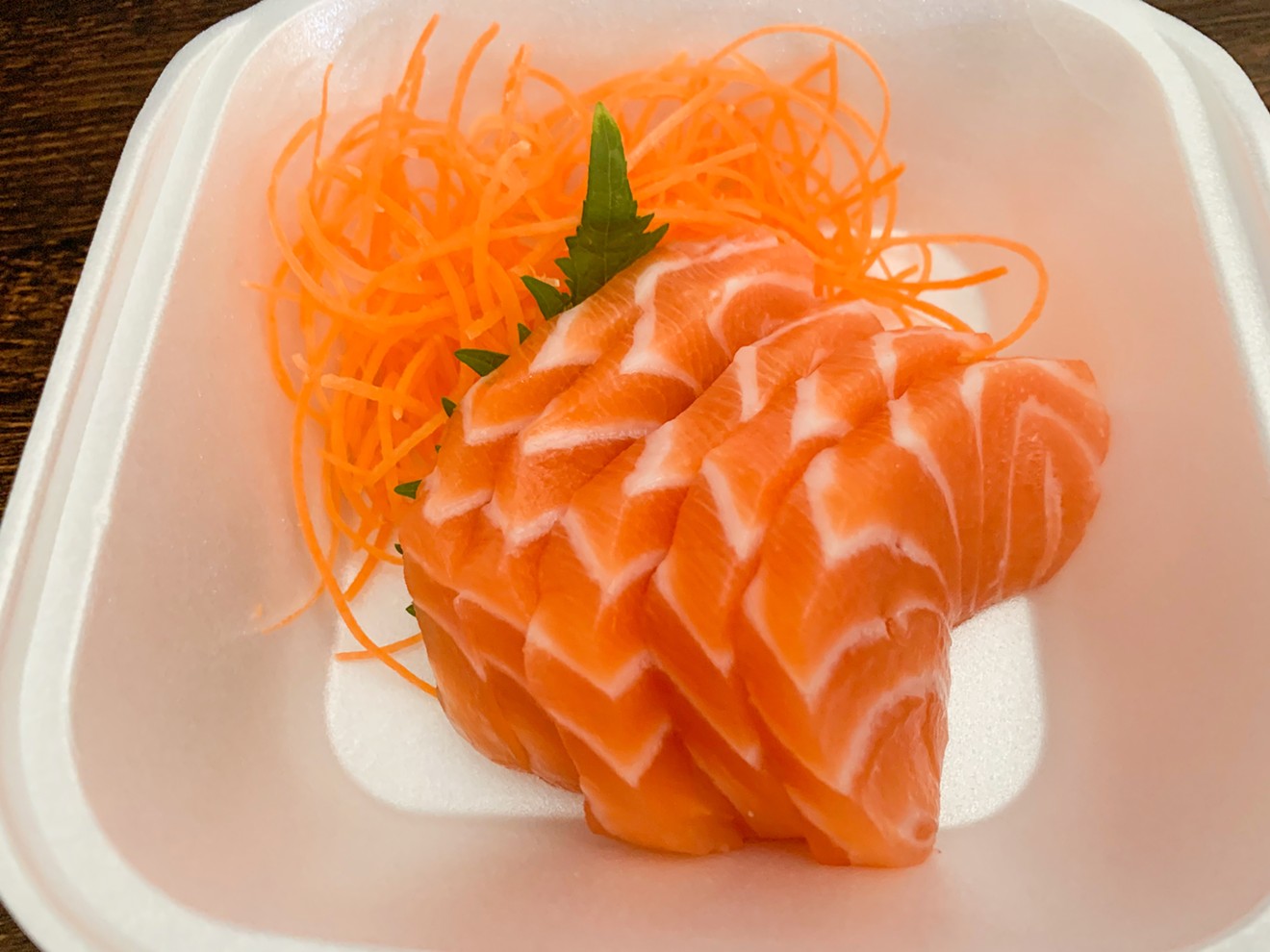 Salmon sashimi from Oishii