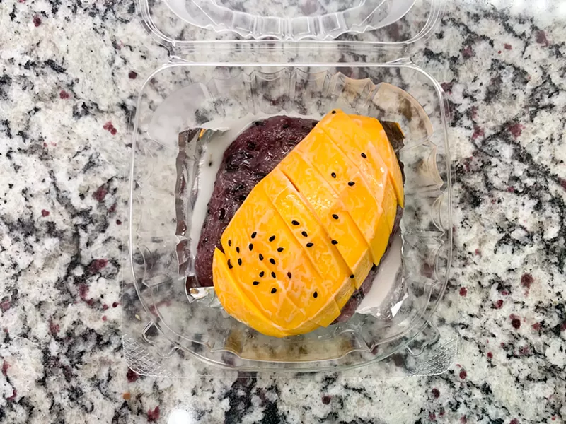 Image: Mango sticky rice to go is just as good as it is in a restaurant.