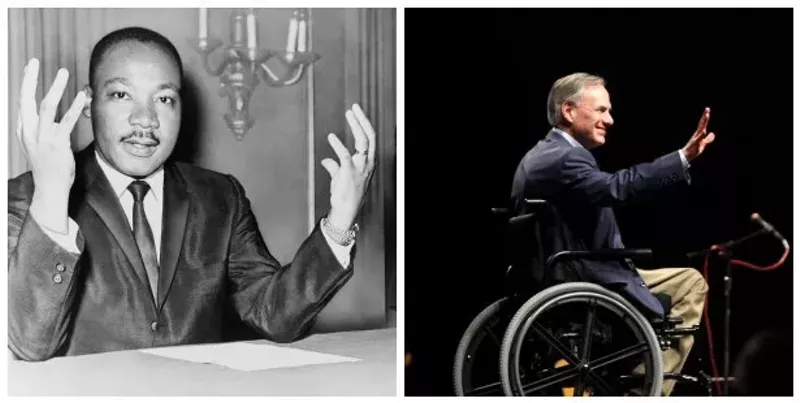 Image: Martin Luther King Jr. and Texas Gov. Greg Abbott