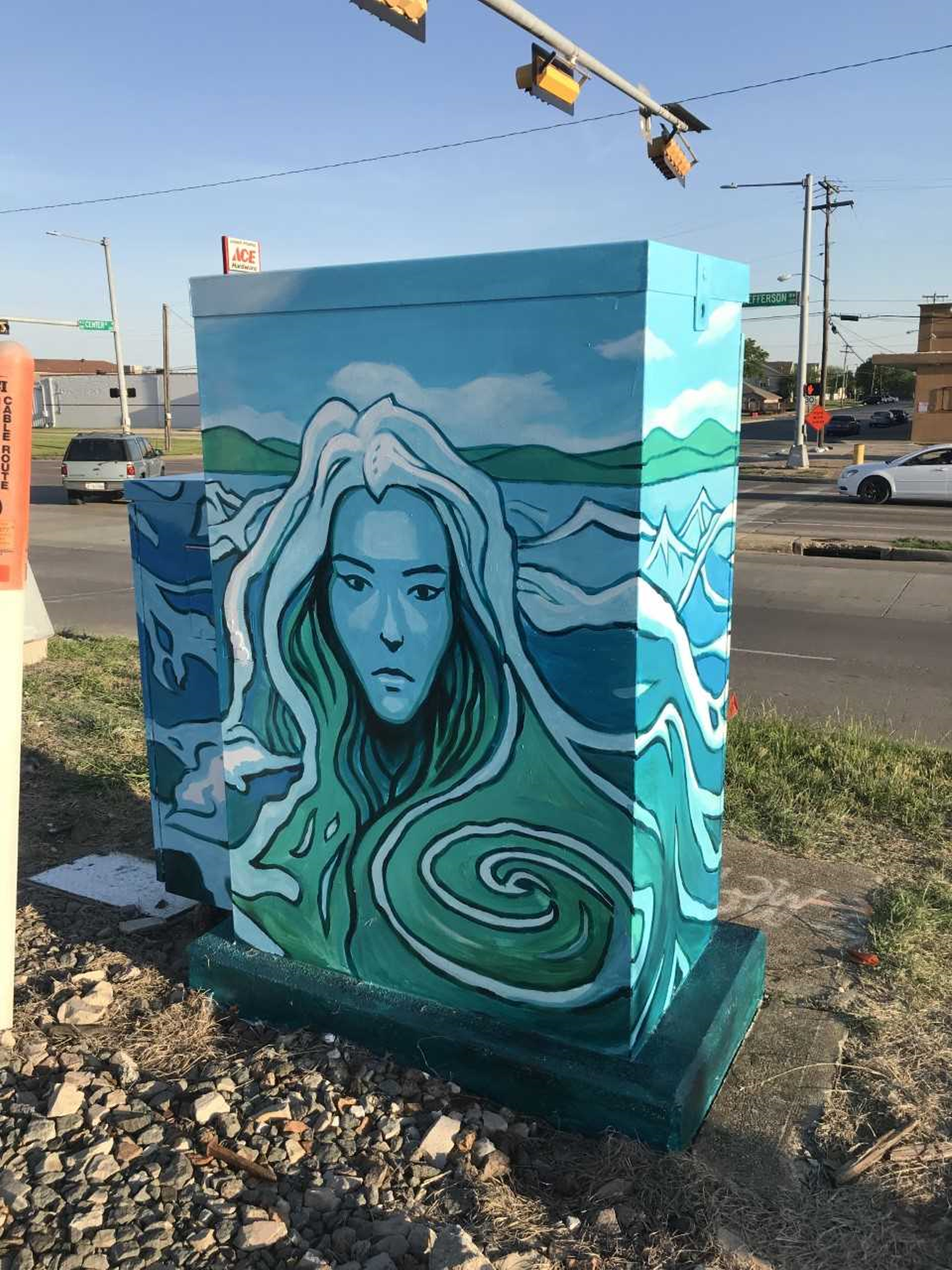 An example of art on a traffic signal box that can brighten up a city.