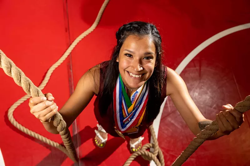 Image: Bobbi Navarrete is one of many high school women pursuing wrestling.