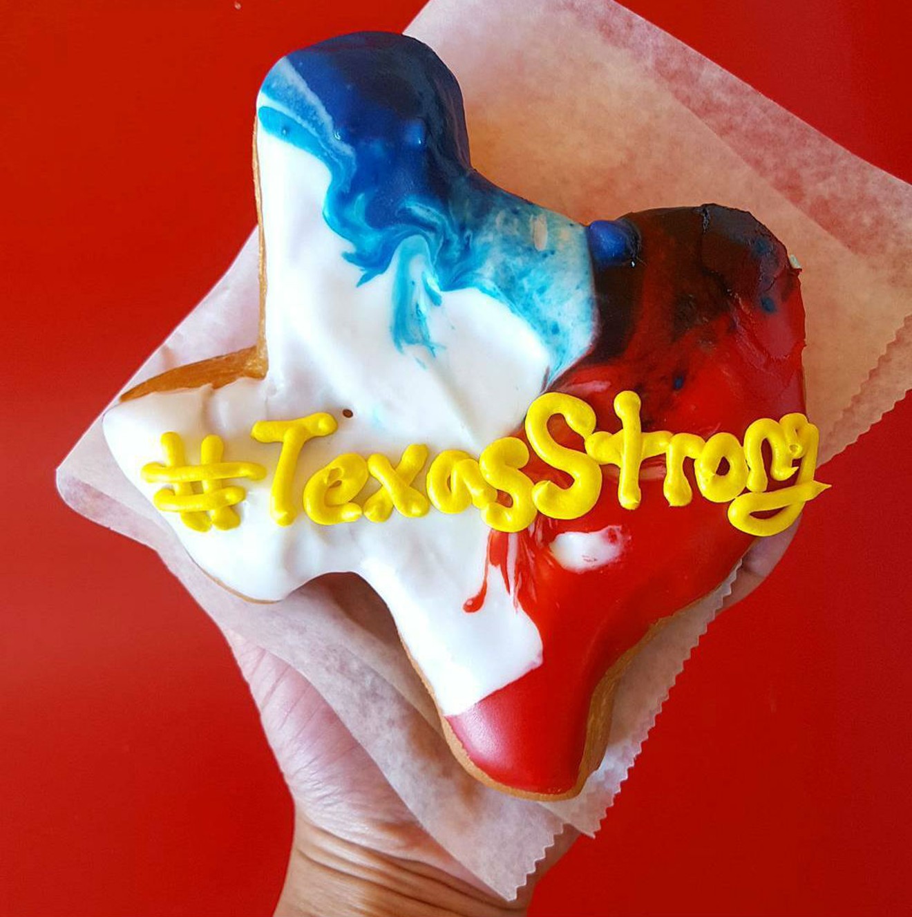 Jarams Donuts is donating all proceeds from its sales of "Texas strong" doughnuts to the American Red Cross in Houston.