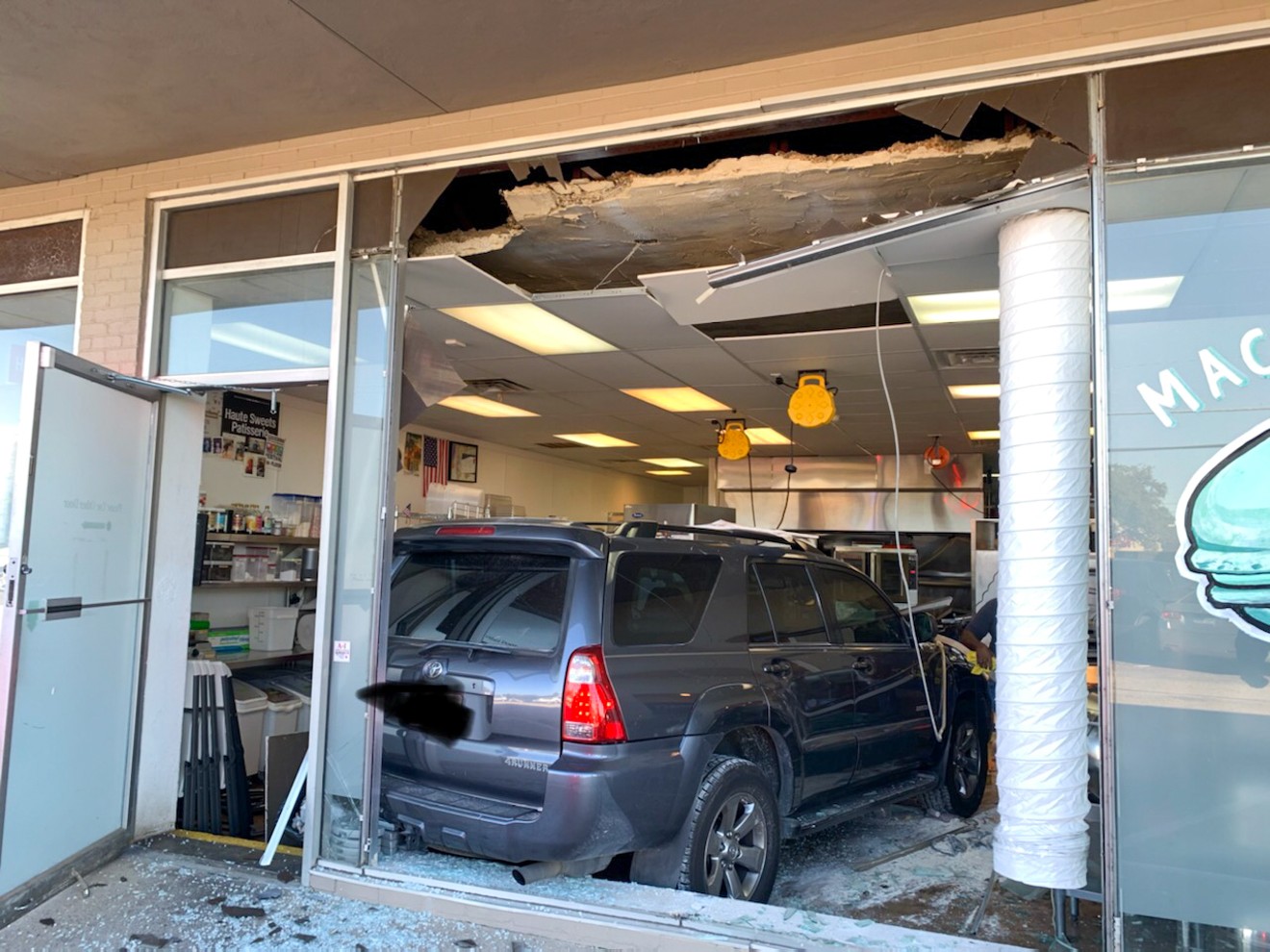 A driver went through the front of Haute Sweet Patisserie Tuesday afternoon.