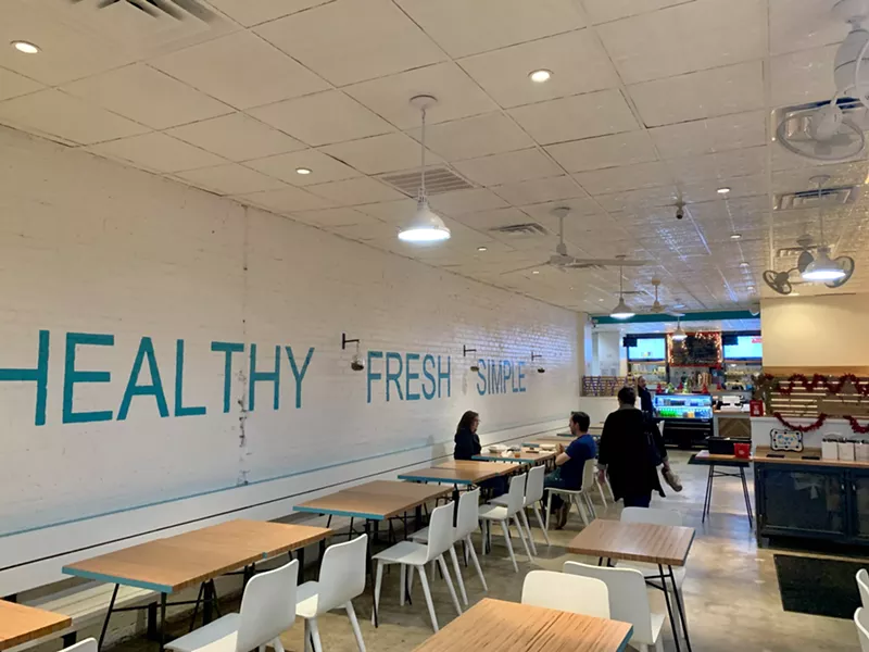 Image: The interior at Maya’s Modern Mediterranean, which opened in Casa Linda Plaza in October.