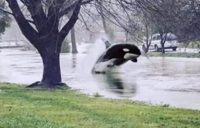 Image: The Dallas Flood Shamu is one of the minor positives to come out of the recent rain across North Texas.