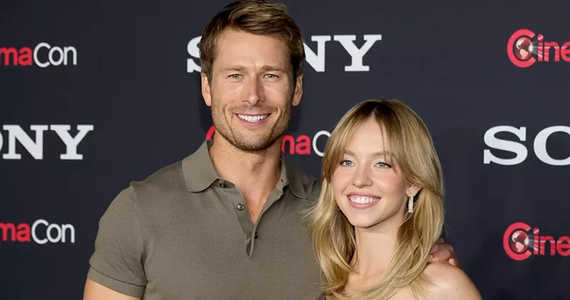 Image: Glen Powell and Sydney Sweeney promote Anyone But You in 2023 in Las Vegas. The two dined at Dallas restaurants over the weekend.