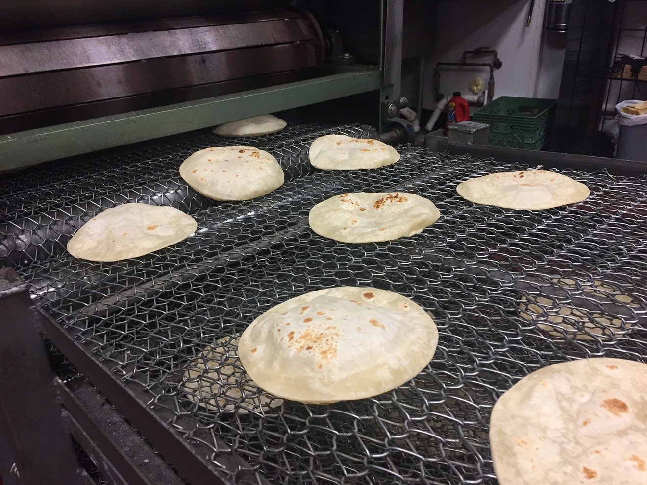 La Norteña's tortilla press can make anywhere from 12,000 to 15,000 flour and 2,000 to 3,000 corn tortillas daily.