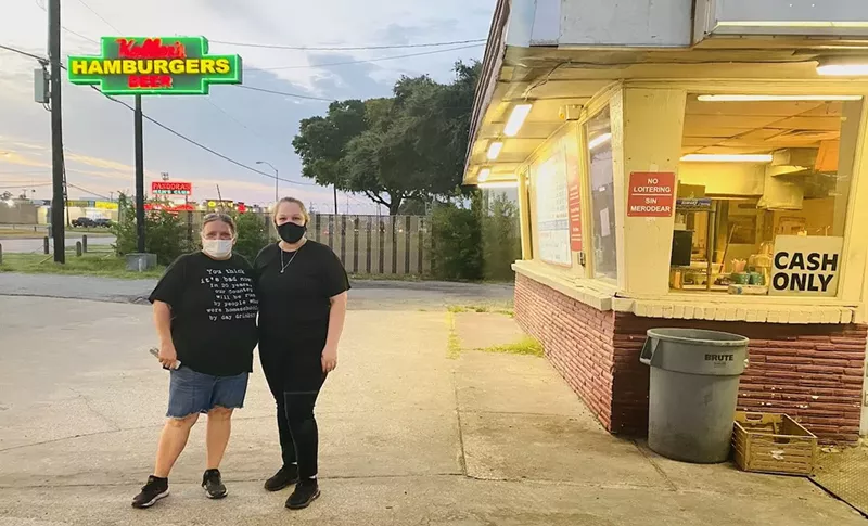 Image: Carhops Christie Easley and Christa Garcia outside Keller's