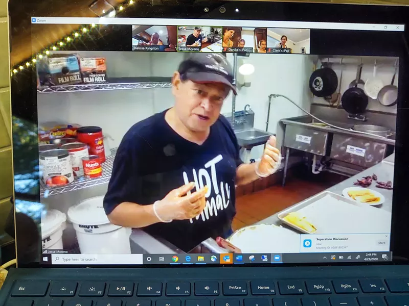 Image: Jesse Moreno Sr. teaches a tamale class online.
