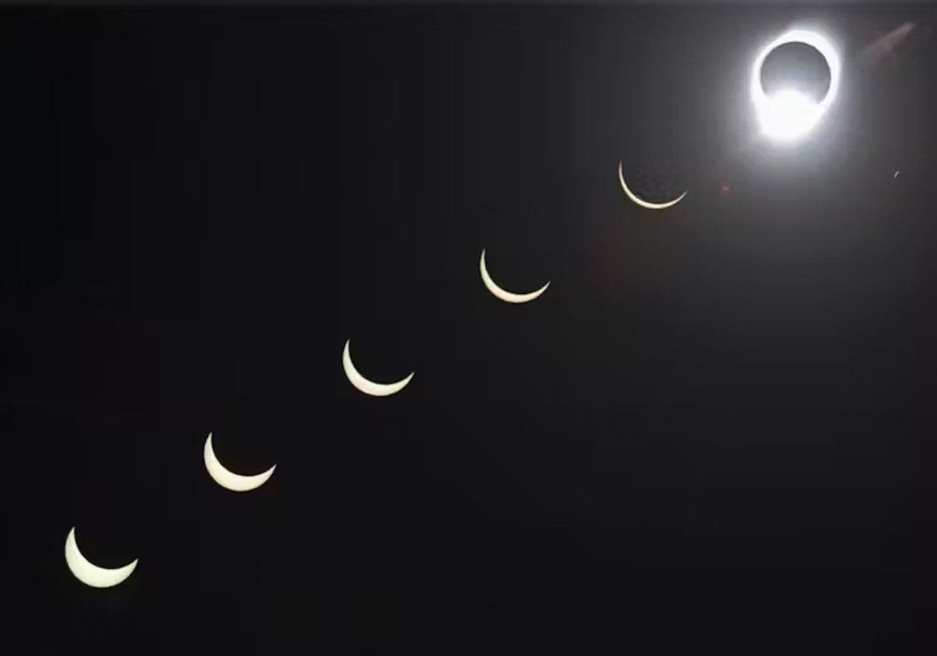 A solar eclipse approaching totality.