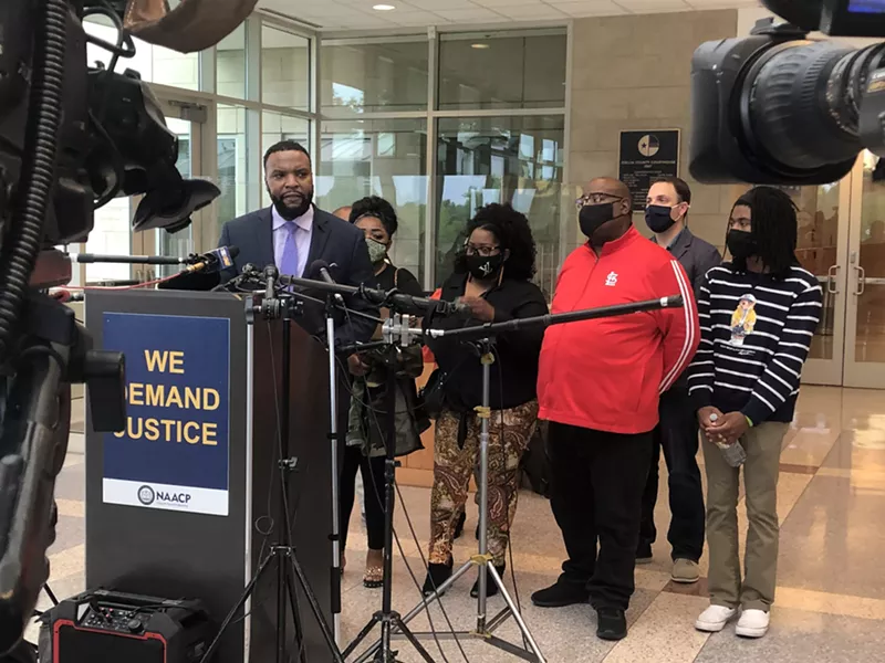 In this file image, attorney Lee Merritt is demanding the arrests of the officers involved in the death of Marvin Scott III.