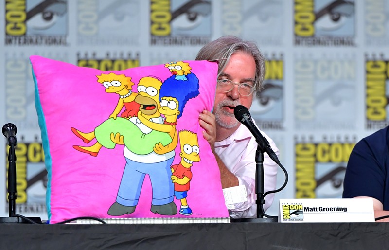 Imagine Homer at Hypnotic Donuts. Simpsons creator Matt Groening at a panel before plotting Dallas-based storylines for the show.