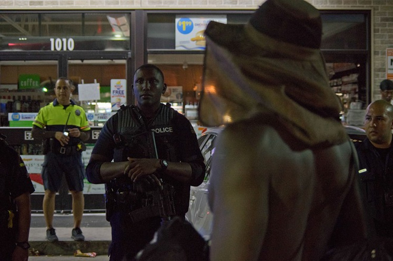 An officer responds on the night of the shootings downtown.
