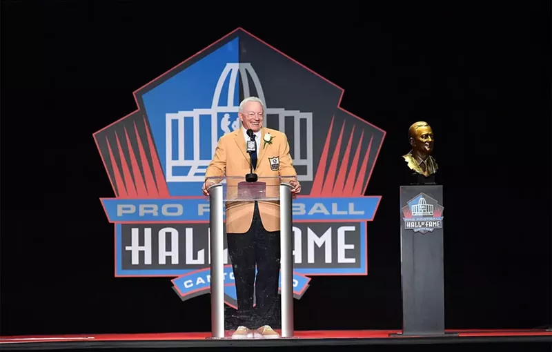 Image: Jerry Jones delivers his Pro Football Hall of Fame induction speech.