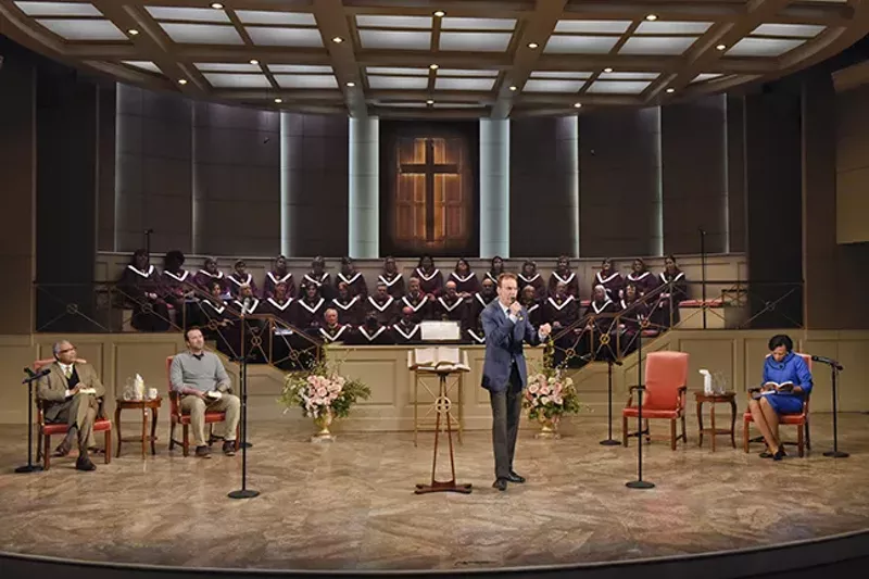 Image: Directed by Joel Ferrell, Chamblee Ferguson plays a pastor who grows his storefront church into a mega-church.