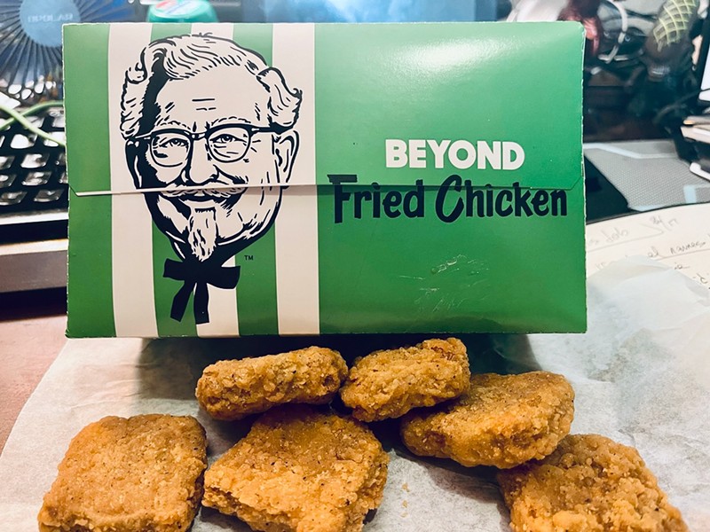 The cool-looking, green box is the only acceptable part of Kentucky Fried Chicken's Beyond Fried Chicken nuggets.