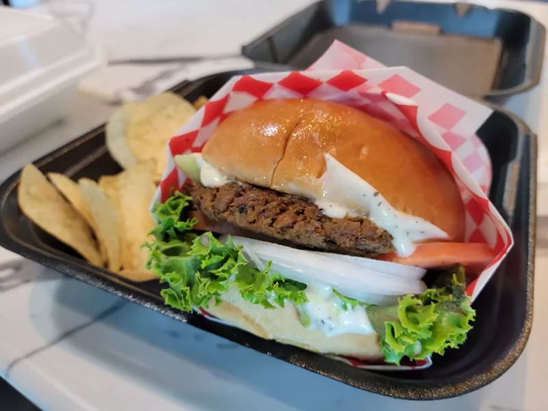 Image: The mutton shami burger is big and messy and worth it.