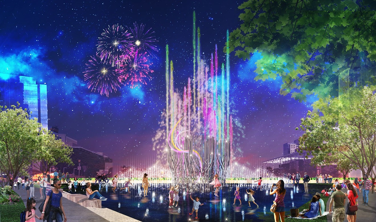 An artist rendering of the "Super fountain" in the works at Klyde Warren Park.