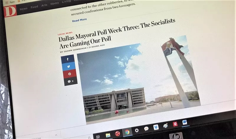 Image: D Magazine says it knows its weekly mayoral poll is being gamed, but the magazine will continue to publish it anyway and just ask people to take it with a grain of salt.