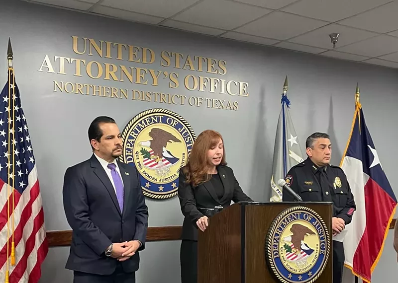 Image: U.S. Attorney Leigha Simonton announced the arrest of Jason Xavier Villanueva in February.
