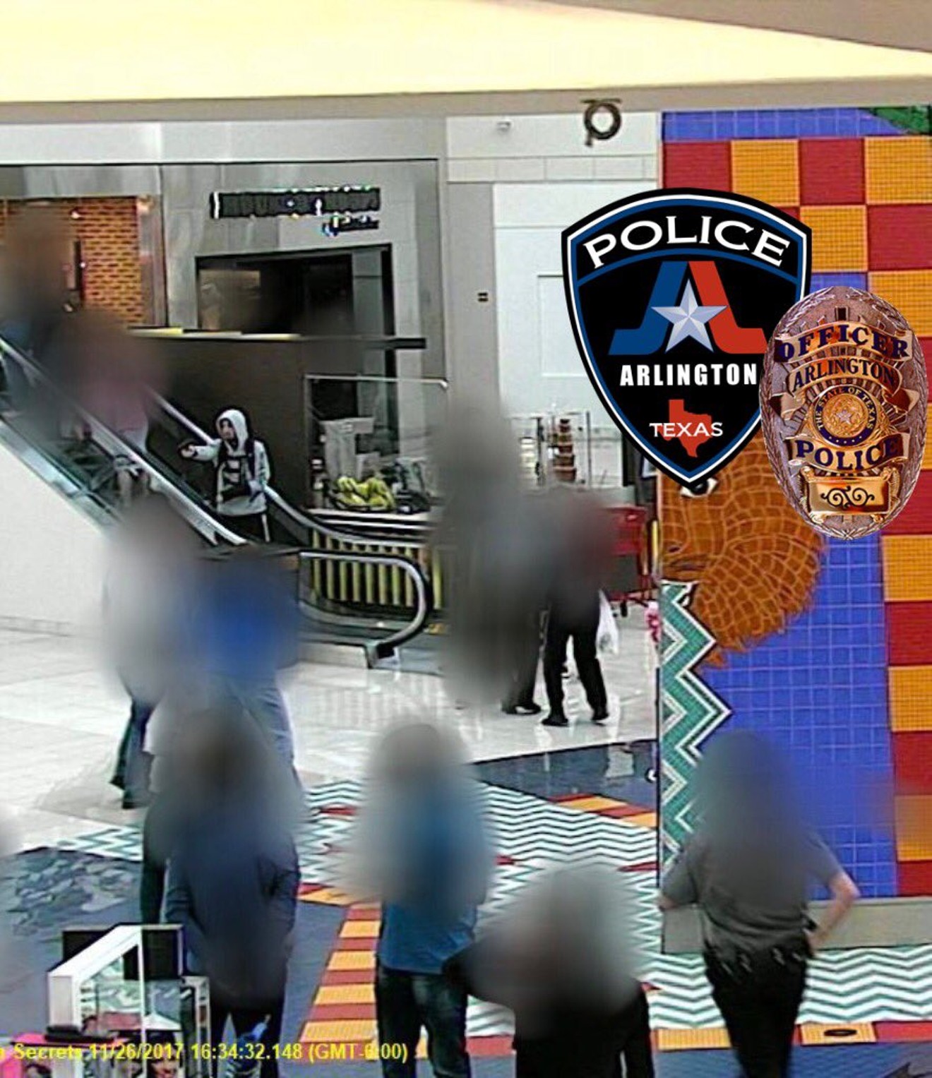 A still photo taken from surveillance video at the Parks Mall shows the suspect.