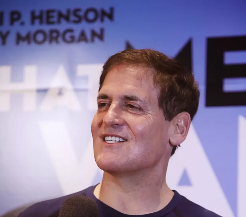 Image: He's not a regular billionaire, he's a cool billionaire. Mark Cuban went high-tech at the Podcast Movement con in Dallas.