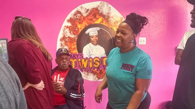 Mary Dudley and customers at Mary's Twisted