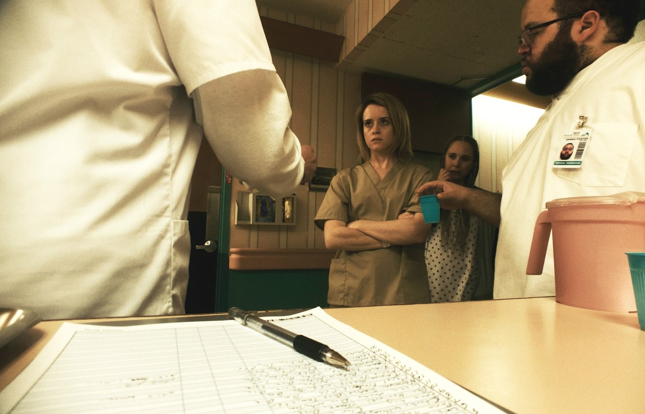 Claire Foy plays Sawyer Valentini, a terrorized woman in a mental hospital who believes a stalker continues to make her life miserable, in Steven Soderbergh's new low-budget, high-concept  thriller Unsane.